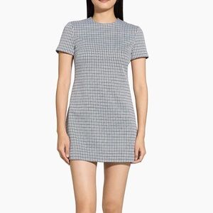 Theory Black, Blue & White Check A-Line Mini Shift Dress